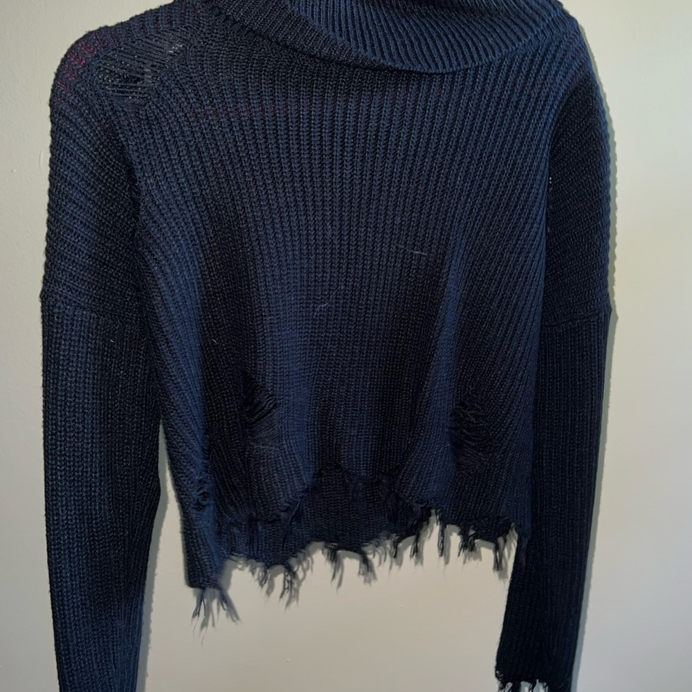 Black Distressed Women Sweater